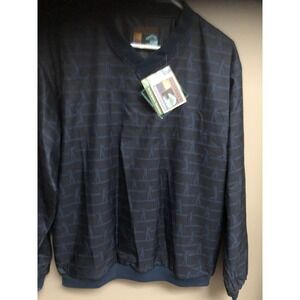 Forrester's Golf Windshirt Men's MEDIUM Navy w/golfers Teflon Portland, OR NWT